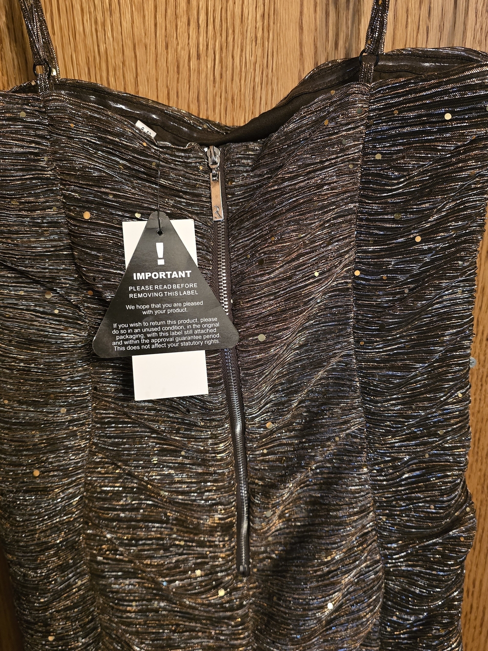 NWT Brown With Gold Sparkle Mini Dress Rare London